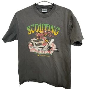 Scouting Expo Beale AFB Retro BSA Boy Scouts Gray Aged Men’s M T-Shirt Aviation